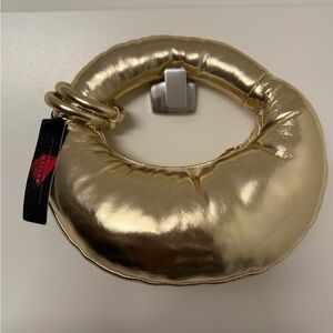 Gold Metallic Circular Handbag